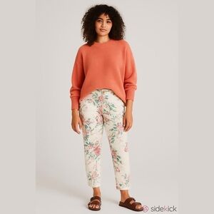 NYDJ Floral 5-Pocket Stretch Ankle Jeans 8